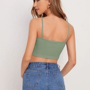 Tie Front Rib-knit Cami Top